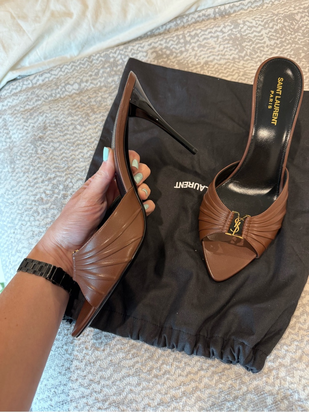 Brand new Saint Laurent Brown Babylone Mule - Picture 2 of 6